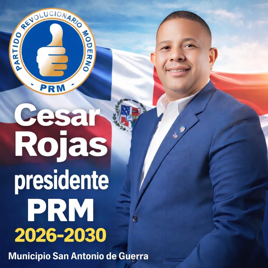 De manera oficial, el alcalde César Rojas ha puesto en marcha sus aspiraciones a la Presidencia del Partido Revolucionario Moderno (PRM) en el municipio de San Antonio de Guerra. Con liderazgo, compromiso y una trayectoria de trabajo constante, César Rojas asume este nuevo reto con la firme convicción de fortalecer la unidad partidaria y continuar consolidando el crecimiento y la organización del partido a nivel municipal.
