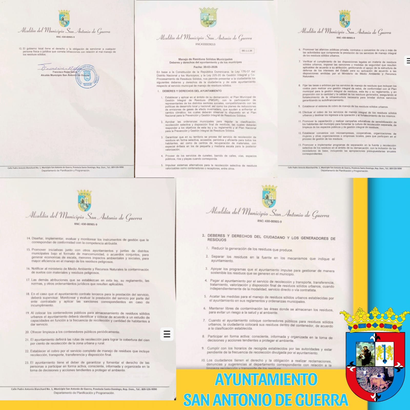 Deberes y Derechos del Ayuntamiento y los Munícipes